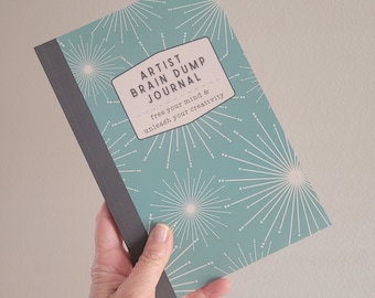 Artist Brain Dump Journal - Free Your Mind & Unleash Your Creativity in Green Starburst Pattern