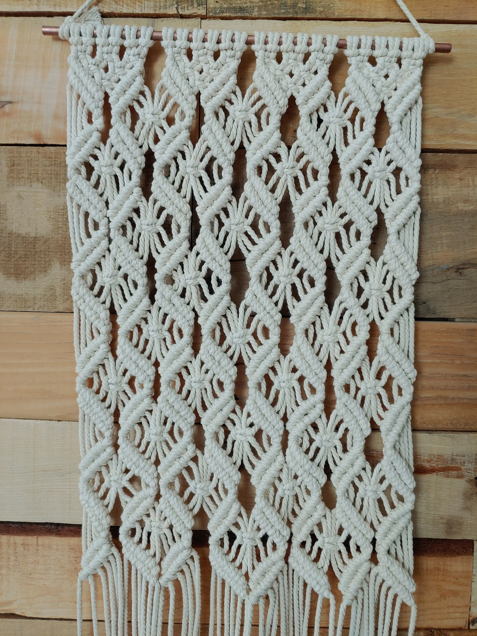 Diamond Pattern Macrame Wall Hanging 12 X 24 Etsy