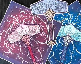Mjölnir Sticker, Norse Mythology Stickers, Original Illustrations, Viking Sticker