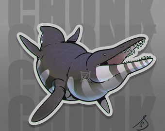 Cretaceous Chonkers - Kronosaurus, Original Art, Die Cut, Hand Cut, Vinyl Stickers