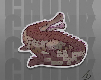 Cretaceous Chonkers - Sarcosuchus, Dinosaur Stickers, Original Art, Die Cut, Hand Cut, Vinyl, Dinosaur Stickers