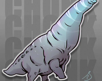 Cretaceous Chonkers - Bustingorrytitan, Sauropods,  Titanosaurian Sauropod Die Cut, Original Artwork, Vinyl, Sticker