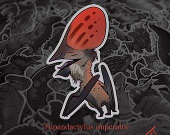 Cretaceous Chonkers - Tupandactylus, Pterosaur Original Art, Die Cut Vinyl Dinosaur Stickers, Paleoart Sticker
