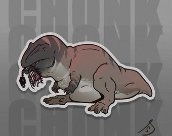 Cretaceous Chonkers - Acrocanthosaurus Original Art, Die Cut Vinyl Dinosaur Stickers, Paleoart sticker