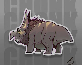 Cretaceous Chonkers - Einiosaurus Original Art, Die Cut Vinyl Dinosaur Stickers