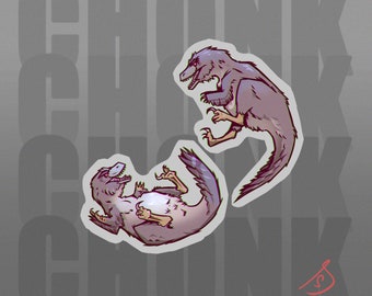 Cretaceous Chonker - Velociraptor Duo, Original Artwork, Die Cut, Hand Cut, Dinosaur Stickers