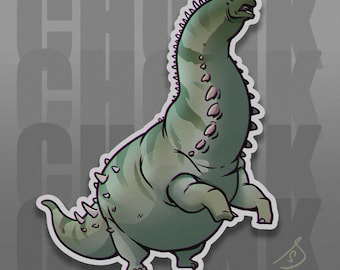 Cretaceous Chonkers - Alamosaurus, Original Art, Die Cut, Vinyl, Dinosaur Sticker