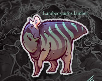 Cretaceous Chonkers - Lambeosaurus, Original Art, Die Cut, Vinyl, Dinosaur Sticker