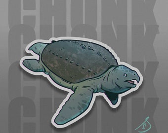 Cretaceous Chonkers - Archelon, Sea Turtle, Original Art, Die Cut, Hand Cut, Vinyl Stickers
