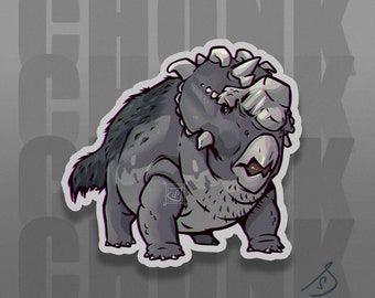 Cretaceous Chonkers - Pachyrhinosaurus, Die Cut, Hand Cut, Vinyl, Dinosaur Stickers