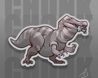 Cretaceous Chonker - Baryonyx, Original Artwork, Die Cut, Hand Cut, Dinosaur Stickers