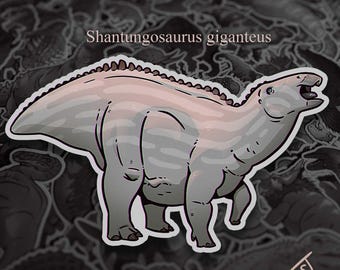 Cretaceous Chonkers - Shantungosaurus, Hadrosaurs, Original Art, Die Cut, Vinyl, Dinosaur Sticker