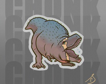 Cretaceous Chonkers - Tarbosaurus, Die Cut, Hand Cut, Vinyl, Dinosaur Stickers Original Paleoart