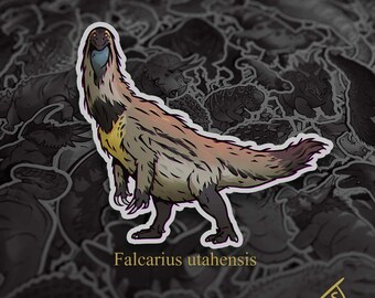 Cretaceous Chonkers - Falcarius, Chonky therozinosaur, Die Cut, Hand Cut, Vinyl, Dinosaur Stickers