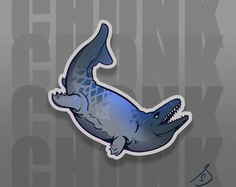 Cretaceous Chonkers - Dakosaurus, Original Art, Die Cut, Hand Cut, Vinyl Stickers