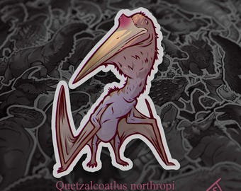 Cretaceous Chonkers - Quetzalcoatlus, Chonky Pterosaurs Original Art, Die Cut, Hand Cut Vinyl Dinosaur Stickers, Paleoart Sticker