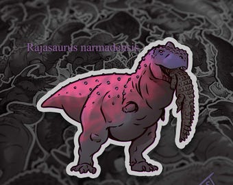 Cretaceous Chonker - Rajasaurus, Original Artwork, Die Cut Vinyl Dinosaur Stickers, Paleoart Sticker