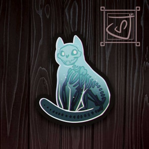 Halloween Sticker 2024 - Original Art Halloween Plasma Kitty Sticker Ghost Cat Sticker Spooky Ghost Sticker Ghost Spooky Skeleton Sticker