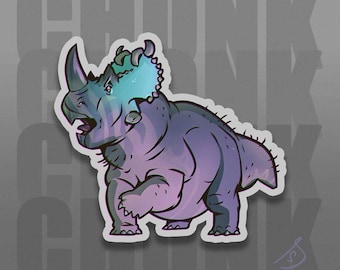 Cretaceous Chonkers - Centrosaurus, Chonky Ceratopsian, Original Art, Die Cut Vinyl Dinosaur Stickers, Paleoart Sticker