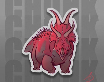 Cretaceous Chonkers - Chonky; Diabloceratops,  Original Art, Die Cut, Vinyl, Dinosaur Stickers