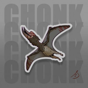 Cretaceous Chonkers -Dsungaripterus, Original Art, Die Cut, Hand Cut, Vinyl Stickers