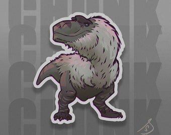 Cretaceous Chonkers - Albertosaurus, Tyrannosaur Sticker Original Art, Die Cut Vinyl Dinosaur Stickers, Paleoart sticker