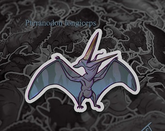 Cretaceous Chonkers - Pteranodon Pterosauro Opera d'arte originale, Adesivi in vinile fustellato con dinosauri, Adesivo paleoart