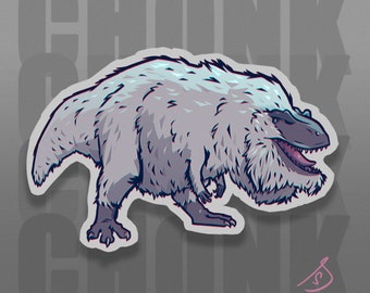 Cretaceous Chonkers - Yutyrannus, Original Art, Die Cut, Hand Cut, Vinyl, Dinosaur Stickers