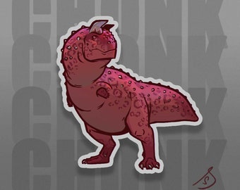 Cretaceous Chonkers - Chonky Carnotaurus, Original Art, Die Cut, Hand Cut, Vinyl, Dinosaur Stickers
