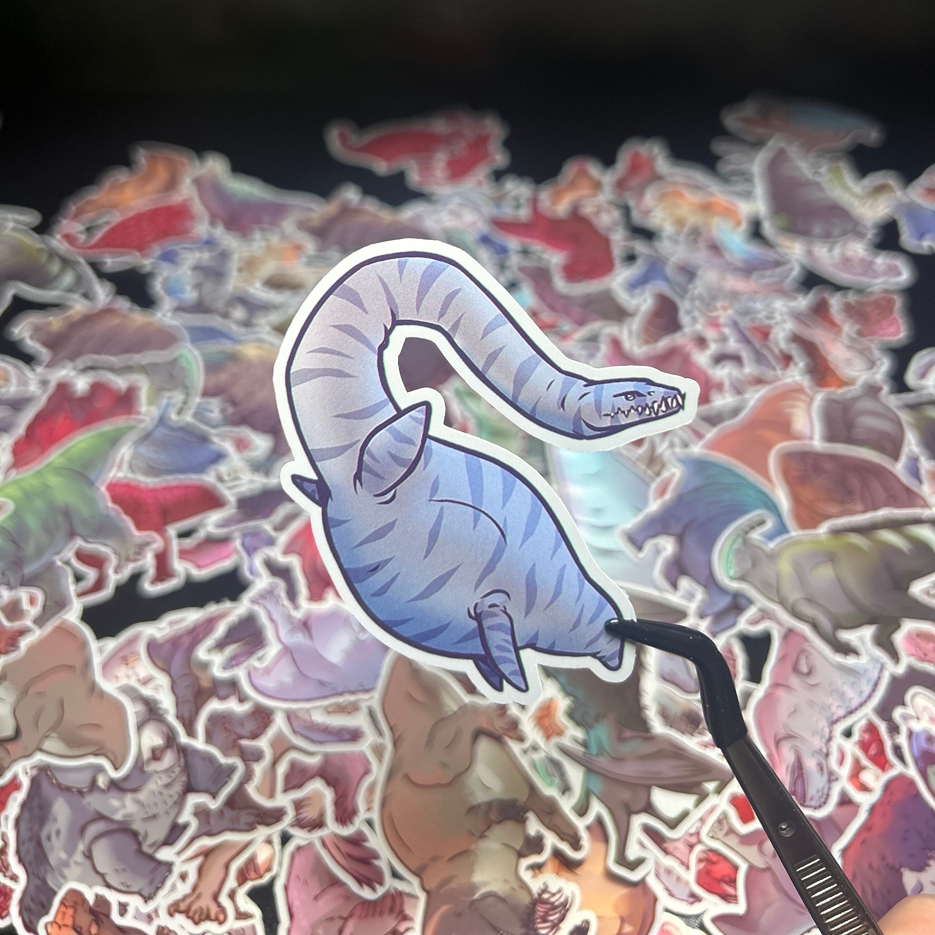 Cretaceous Chonkers - Elasmosaurus, Plesiosaur, Original Art, Die Cut ...