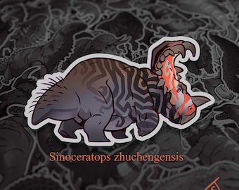 Cretaceous Chonkers - Sinosaurus, Original Art, Die Cut Vinyl Dinosaur Stickers, Paleoart Sticker