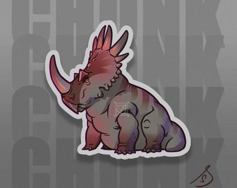 Cretaceous Chonkers - Styracosaurus, Original Art Die Cut Vinyl Dinosaur Stickers