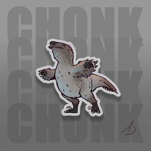 Cretaceous Chonkers - Dromaeosaurus, Raptor, Dinosaur, Original Art, Die Cut, Hand Cut, Vinyl Stickers