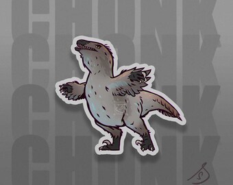 Cretaceous Chonkers - Dromaeosaurus, Raptor, Dinosaur, Original Art, Die Cut, Hand Cut, Vinyl Stickers