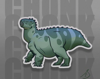 Cretaceous Chonkers - Iguanodon, Chonky Hadrosaur Original Die Cut Vinyl, Dinosaur Stickers, Paleoart Sticker