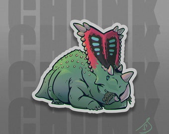 Cretaceous Chonkers - Chasmosaurus Original Art, Die Cut Vinyl Dinosaur Stickers, Paleoart Sticker