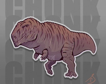 Cretaceous Chonkers - Chonky Carcharodontosaurus, Mapusaurus, Original Art, Die Cut, Hand Cut, Vinyl, Dinosaur Stickers