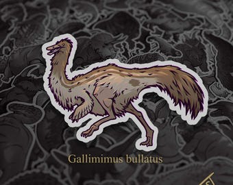Cretaceous Chonkers - Gallimimus, Die Cut, Hand Cut, Vinyl, Dinosaur Stickers