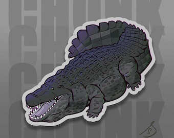 Cretaceous Chonkers - Chonky Deinosuchus, Dinosaur Stickers, Original Art, Die Cut, Hand Cut, Vinyl, Dinosaur Stickers