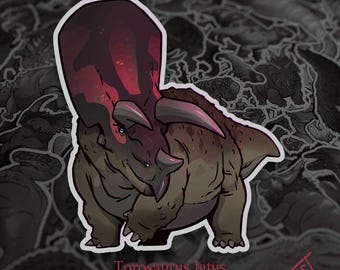 Cretaceous Chonkers - Chonky Torosaurus, Dinosaur Stickers, Original Art, Die Cut, Hand Cut, Vinyl, Dinosaur Stickers