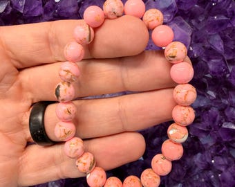 Pink Abalone Shell Bracelet - 8mm