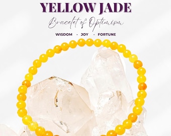 Yellow Jade Bracelet - 4mm - 6.50 inches