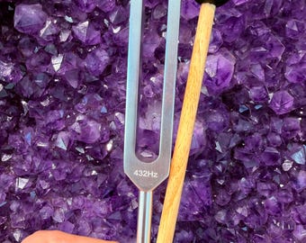 432 Hz Tuning Fork Bag & Hammer - La Heart Chakra Frequency OM Key of A - Tone Healing Mallet (Etsy Only)