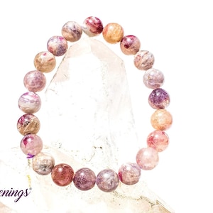 Red/Pink Tourmaline in Lepidolite Bracelet - 6-7mm
