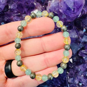 Green Aventurine, Citrine & Pyrite Bracelet - 6mm