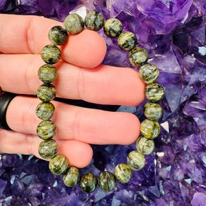 Grönt turmalinarmband (kattöga) - 8 mm - Endast Etsy