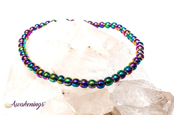 Buy Rainbow Hematite and Clear Ab Seedbead Sterling Silver Bracelet Online  in India - Etsy
