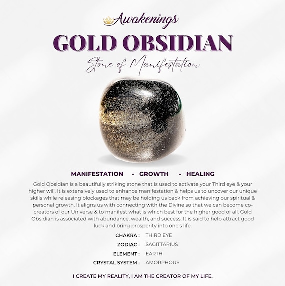 Gold Sheen (goldsheen Golden) Obsidian - Tumbled - 1 Stone - Etsy