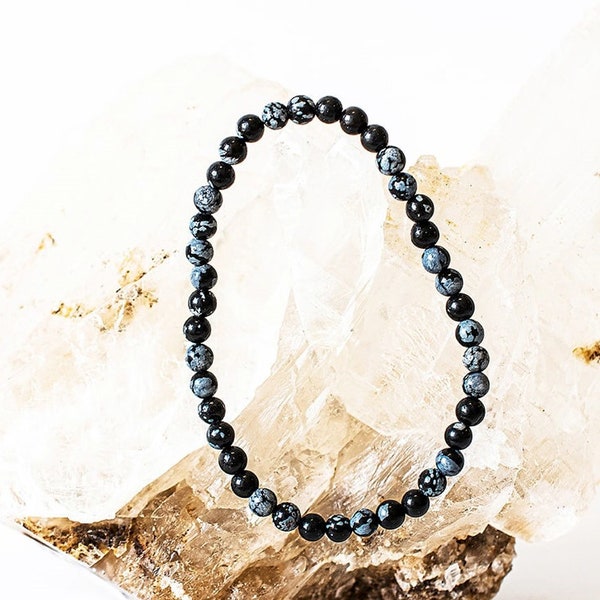 Snowflake Obsidian Bracelet - 4mm