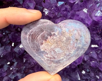 Lepidolite (Purple Mica) Hearts - Large 2+" High Flash - 1 Stone